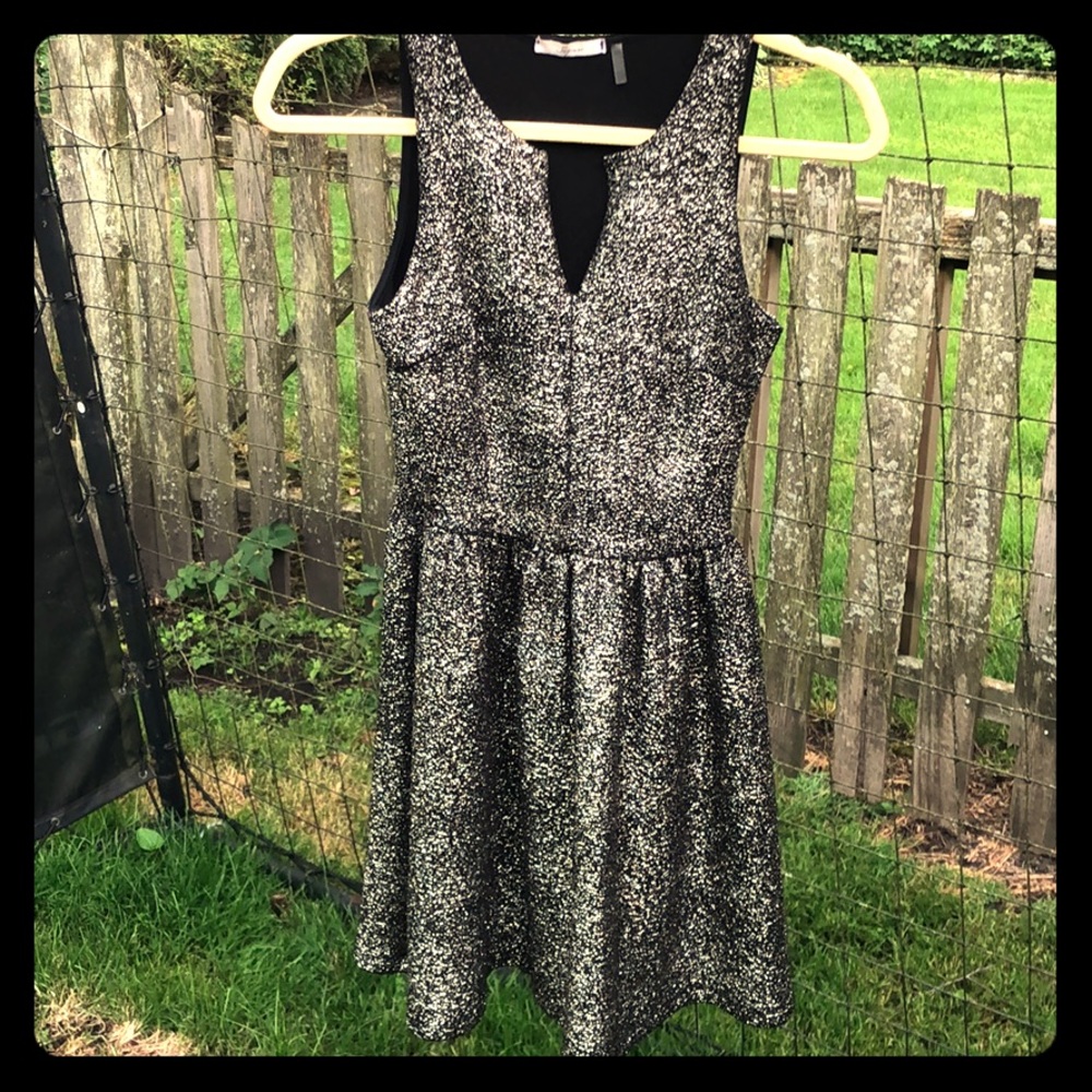 Metallic gold skater dress